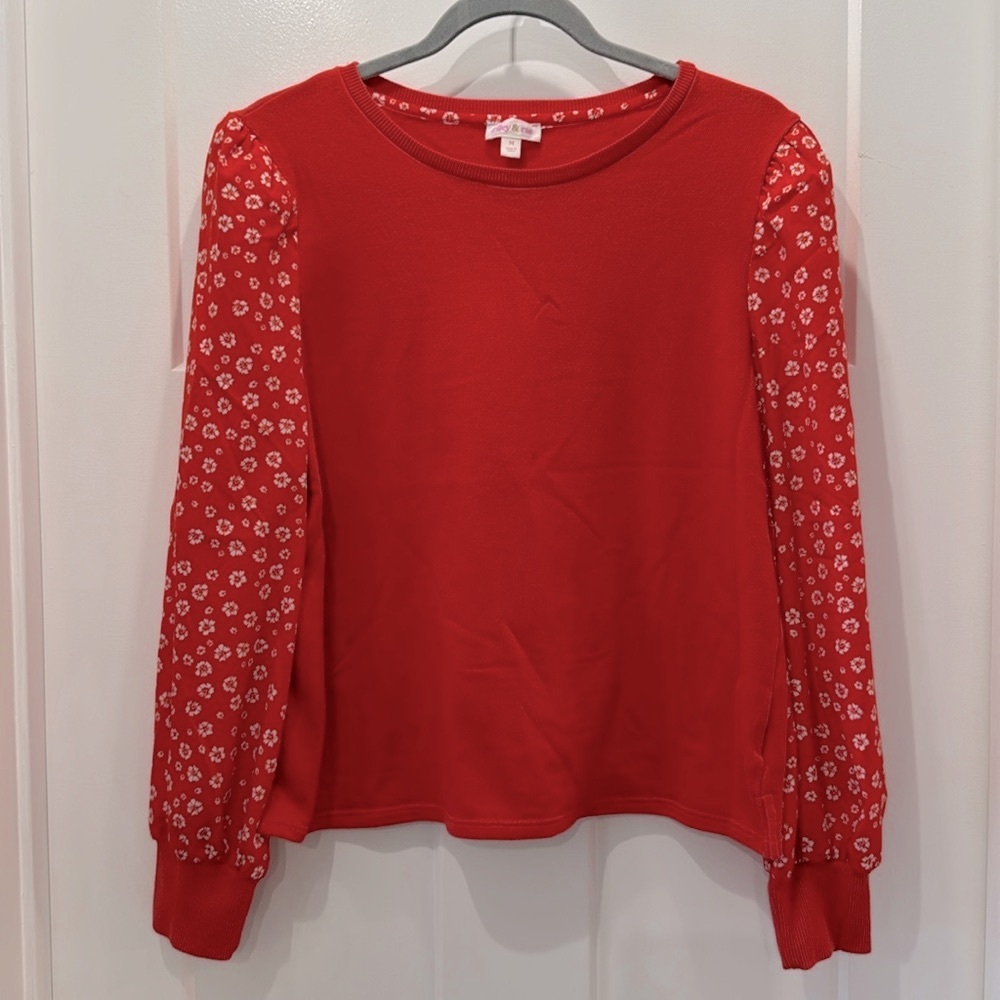 Riley & Rae Long Sleeve Floral Red Blouse